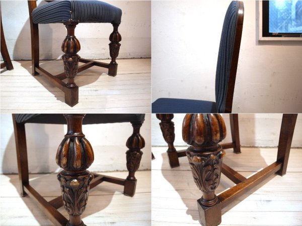 イギリス アンティーク UK Antique ダイニングチェア 2脚セット バルボスレッグ 英国 A ★