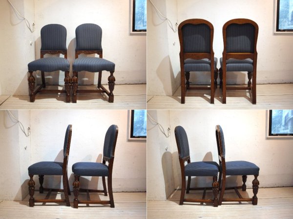 イギリス アンティーク UK Antique ダイニングチェア 2脚セット バルボスレッグ 英国 B ★