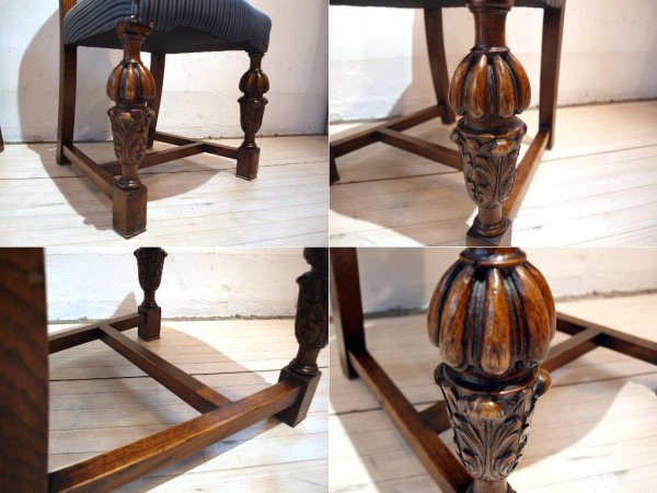 イギリス アンティーク UK Antique ダイニングチェア 2脚セット バルボスレッグ 英国 B ★