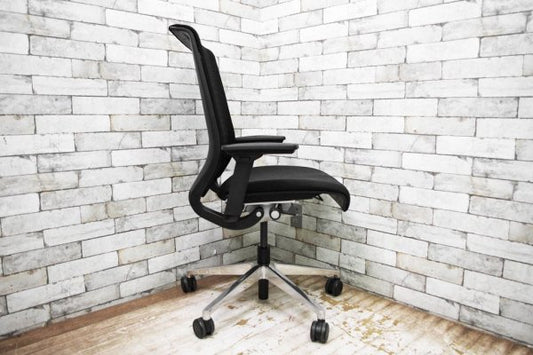 スチールケース Steelcase シンクチェア Think chair デスクチェア オフィスチェア アーム付き 布張り×メッシュ ●