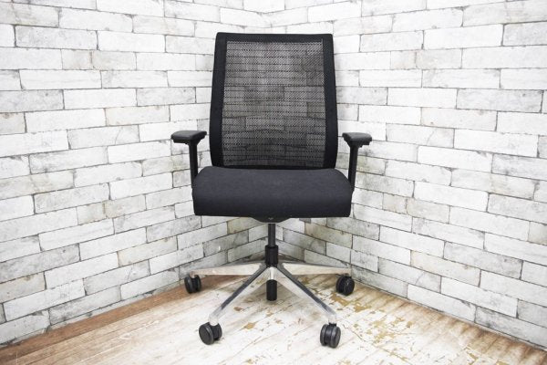 スチールケース Steelcase シンクチェア Think chair デスクチェア オフィスチェア アーム付き 布張り×メッシュ ●