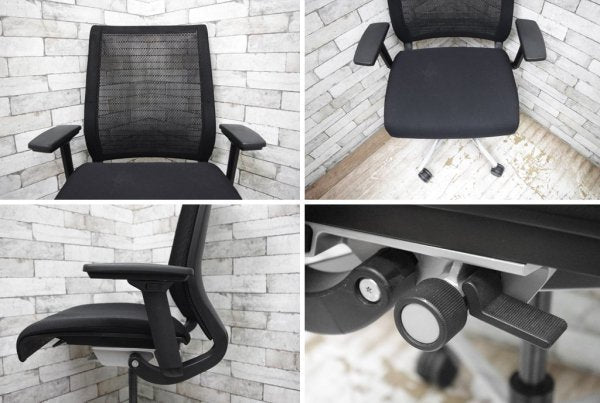 スチールケース Steelcase シンクチェア Think chair デスクチェア オフィスチェア アーム付き 布張り×メッシュ ●