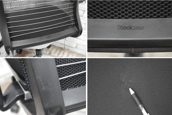 スチールケース Steelcase シンクチェア Think chair デスクチェア オフィスチェア アーム付き 布張り×メッシュ ●