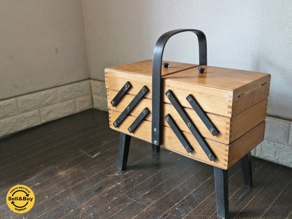 イギリス アンティーク ソーイングボックス 古材 裁縫箱 英国 ヴィンテージ メイクボックス　◎