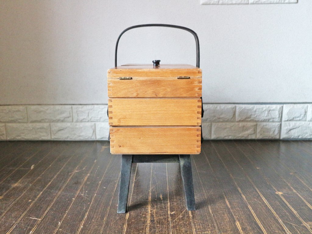 イギリス アンティーク ソーイングボックス 古材 裁縫箱 英国 ヴィンテージ メイクボックス　◎