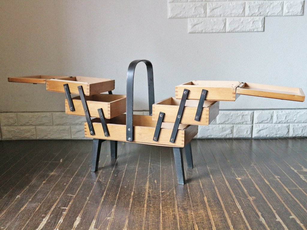 イギリス アンティーク ソーイングボックス 古材 裁縫箱 英国 ヴィンテージ メイクボックス　◎