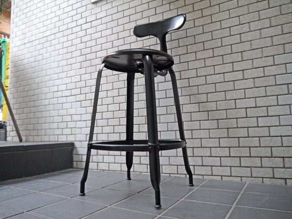 MIJL ニコルチェア NICOLLE CHAIR 60 ブラック スチール ハイチェア 専用牛革シートパッド付き ザ・コンランショップ THE CONRAN SHOP 取扱い A ■