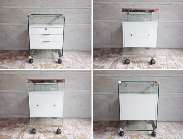 ガロッティ & ラディス gallotti & radice ピエランジェロガロッティ イタリア製 ガラストップ 袖机 デスクキャビネット ポストモダン 鍵付き ♪