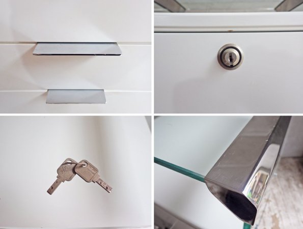ガロッティ & ラディス gallotti & radice ピエランジェロガロッティ イタリア製 ガラストップ 袖机 デスクキャビネット ポストモダン 鍵付き ♪