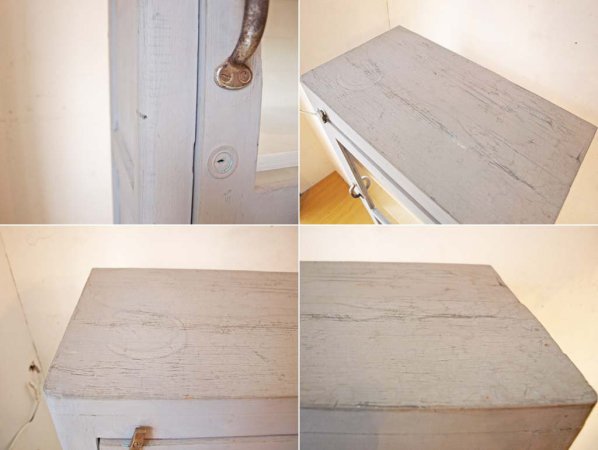 シャビーシック Shabby chic スリム ガラス キャビネット Slim galass cabinet グレーペイント ケビント ★