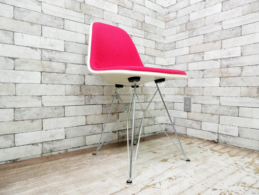 ハーマンミラー Herman Miller サイドシェルチェア Side shell chair エッフェルベース チャールズ ＆ レイ・イームズ ファブリック ダークピンクカラー ★