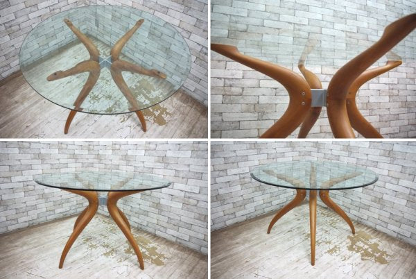 ポラダ porada レトロ1 RETRO1 DINING TABLE ガラステーブル ダイニングテーブル W120 チェリー材 イタリアンモダン ●