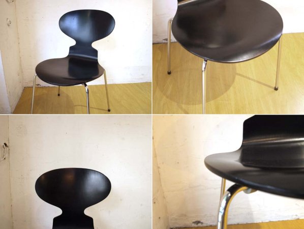 フリッツハンセン Fritz Hansen アントチェア ANT CHAIR アルネ ヤコブセン ラッカー ブラック 4本脚 アリンコチェア ★