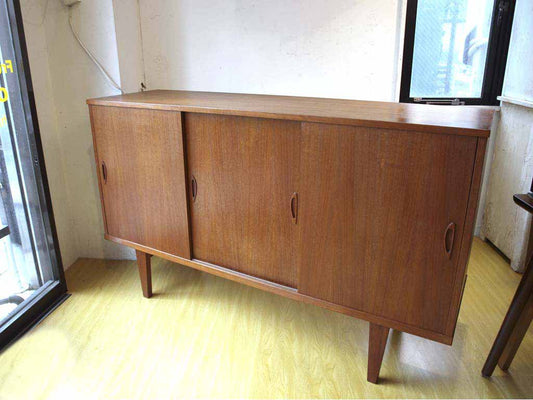 北欧ビンテージ チーク材 サイドボード キャビネット Sideboard cabinet デンマーク 引き戸扉 W：160ｃｍ ★