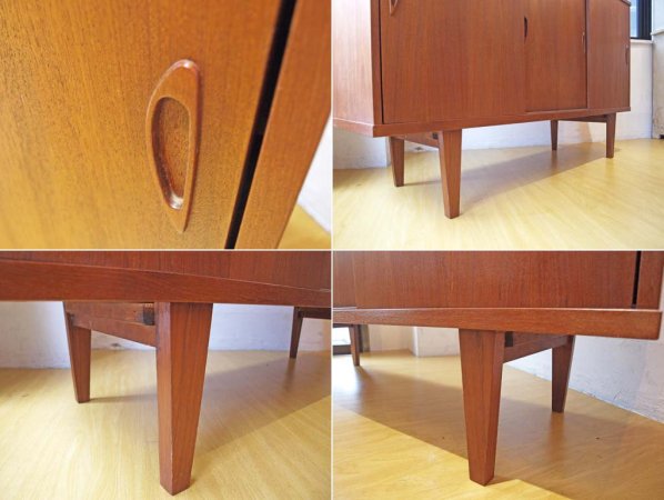 北欧ビンテージ チーク材 サイドボード キャビネット Sideboard cabinet デンマーク 引き戸扉 W：160ｃｍ ★