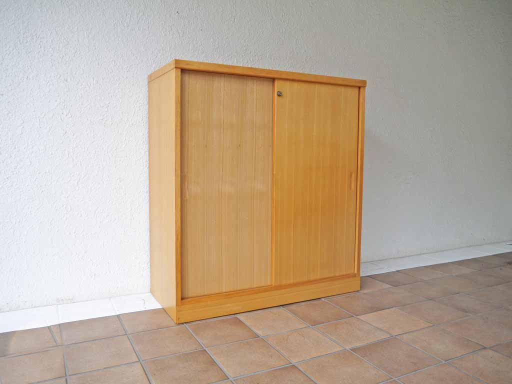 ナチュラルスタイル Natural style タモ材 キャビネット リビングボード 本棚 シューズラック 引き戸 ◇