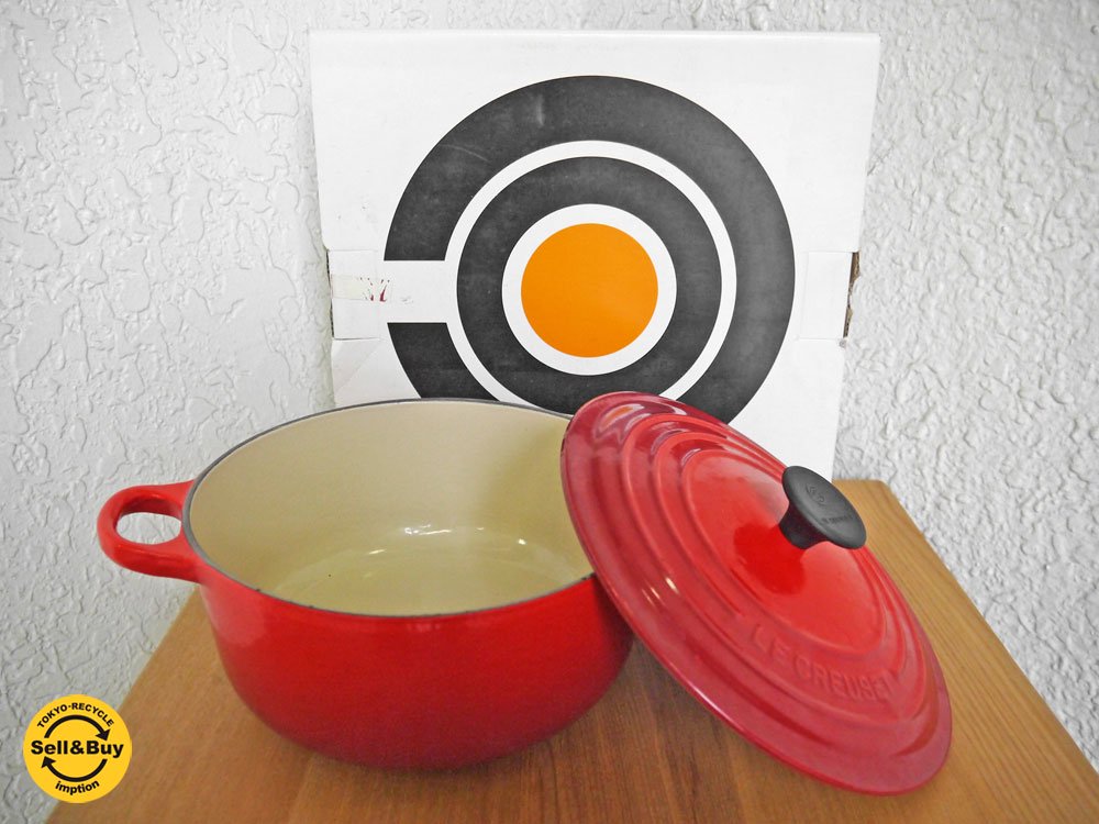 ルクルーゼ LECREUSET ココット・ロンド 鋳物ホーロー鍋 両手鍋 チェリーレッド グラデーション Φ20cm 参考価格：￥36,720- フランス ◇