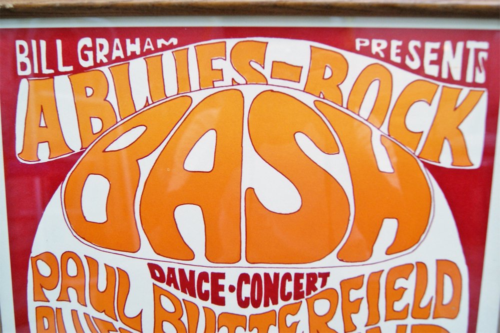 ビル・グレアム Bill Graham フィルモア オーディトリアム サイケデリック ポスター “ A BLUES-ROCK BASH ” 1966年 ビンテージ オリジナル ●