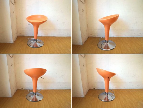 マジス MAGIS ボンボスツール BOMBO STOOL イタリアモダンファニチャー ステファノ・ジョバンノーニ ガス昇降 カウンターチェア オレンジ ★