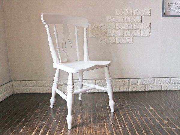 イギリス アンティーク ウィンザーチェア ホワイト ペイント ダイニングチェア シャビーシック ブロカント ◎