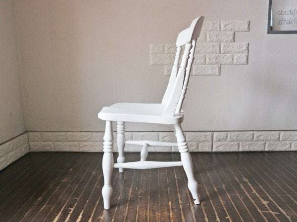 イギリス アンティーク ウィンザーチェア ホワイト ペイント ダイニングチェア シャビーシック ブロカント ◎