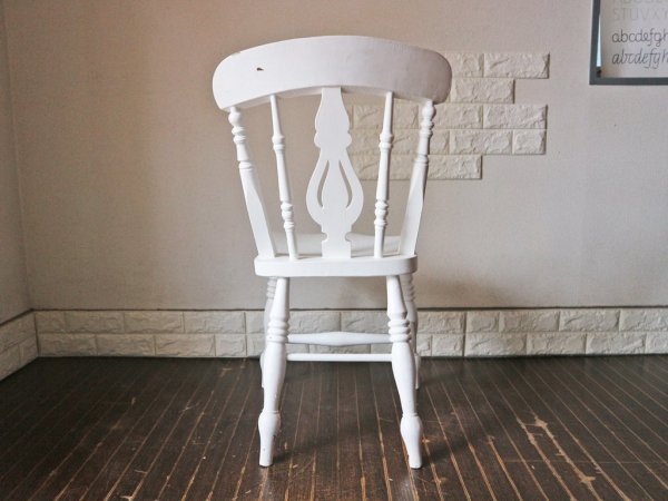 イギリス アンティーク ウィンザーチェア ホワイト ペイント ダイニングチェア シャビーシック ブロカント ◎