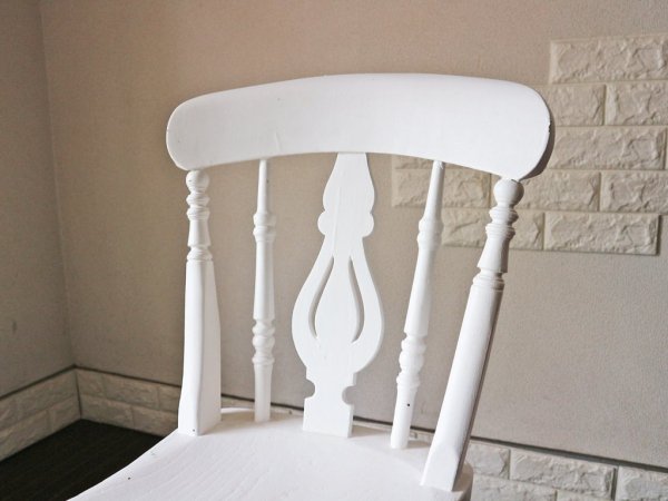 イギリス アンティーク ウィンザーチェア ホワイト ペイント ダイニングチェア シャビーシック ブロカント ◎