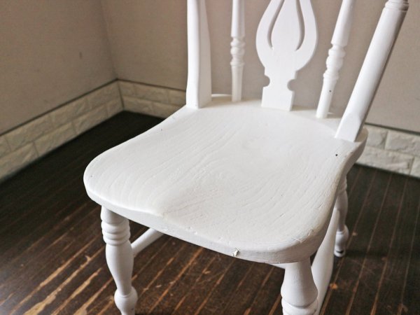 イギリス アンティーク ウィンザーチェア ホワイト ペイント ダイニングチェア シャビーシック ブロカント ◎