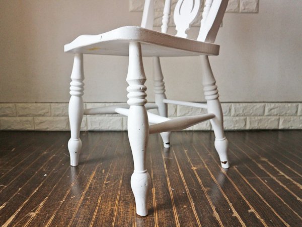 イギリス アンティーク ウィンザーチェア ホワイト ペイント ダイニングチェア シャビーシック ブロカント ◎