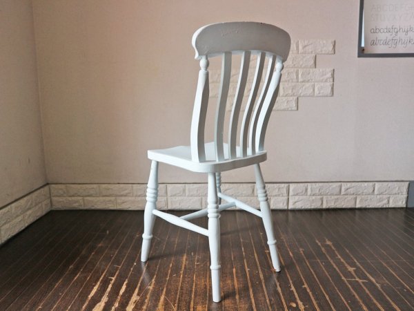 イギリス アンティーク ウィンザーチェア ライトブルー ペイント ダイニングチェア シャビーシック ブロカント ◎