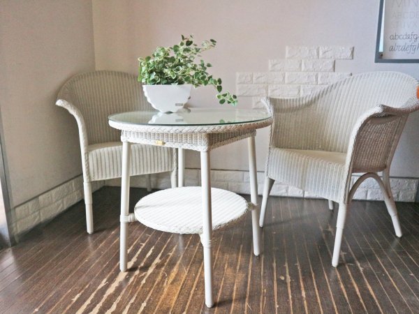 ロイドルーム LLOYD LOOM サイドテーブル SIDE TABLE No.7118 ホワイト カフェテーブル ◎