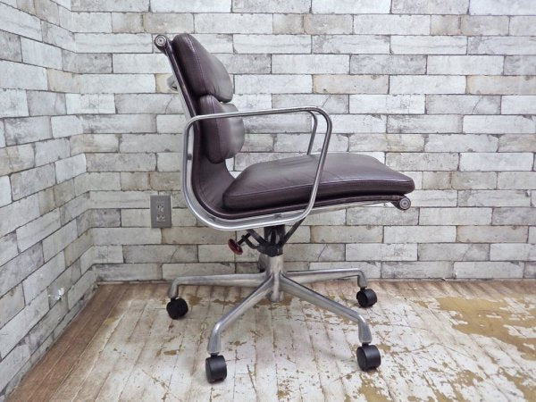 ハーマンミラー Herman Miller アルミナム ソフトパッド グループ マネジメントチェア キャスターベース 本革 5本脚 イームズ ミッドセンチュリー B ●