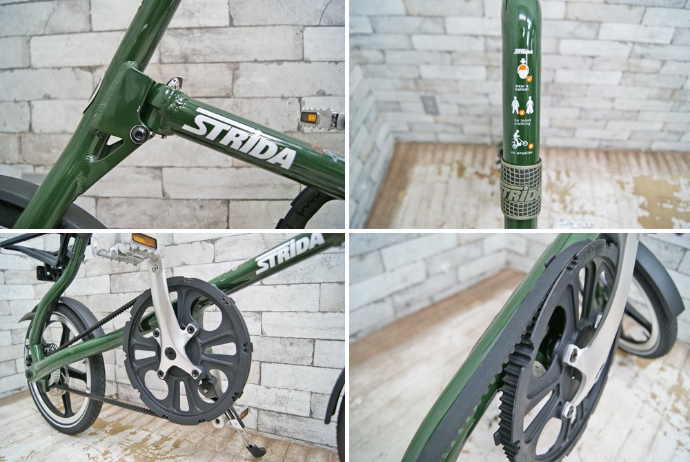 ストライダ STRIDA LT 折りたたみ自転車 16インチ イングリッシュグリーン ディスクブレーキ イギリス ミニベロ 美品 ●