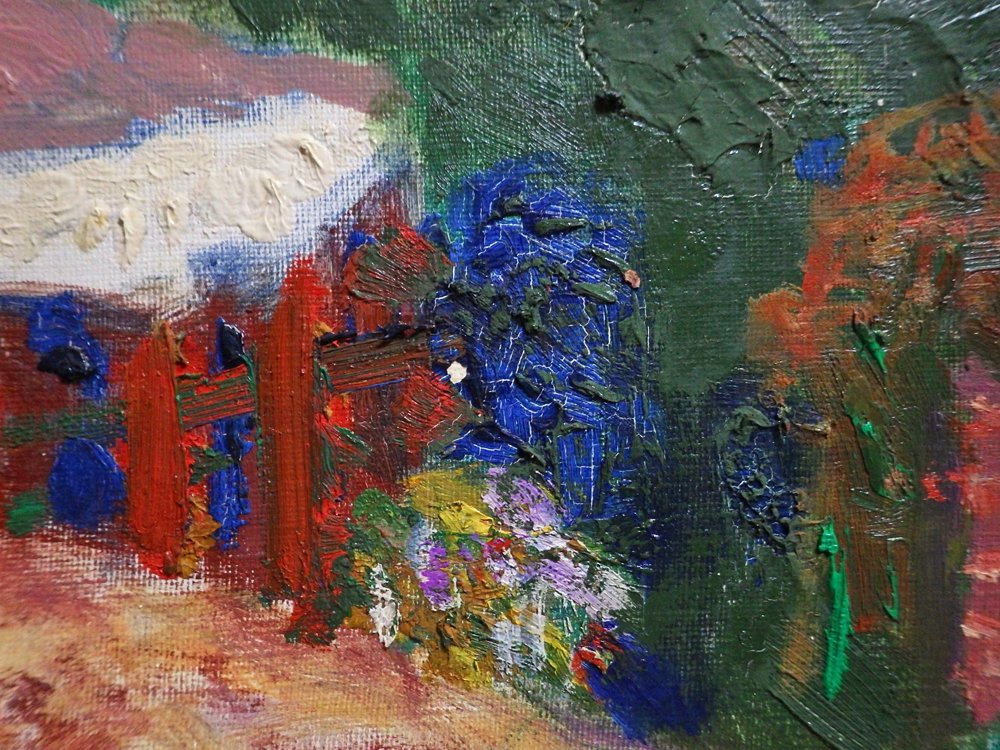 青山義雄 油彩 洋画家 南仏風景画 金縁額装 元箱付き ●