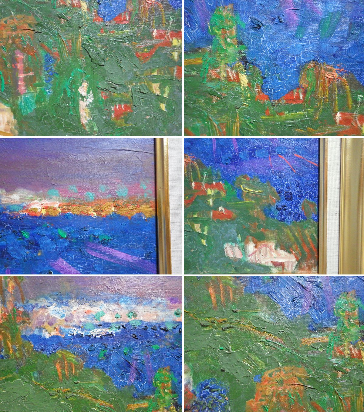 青山義雄 油彩 洋画家 南仏風景画 金縁額装 元箱付き ●