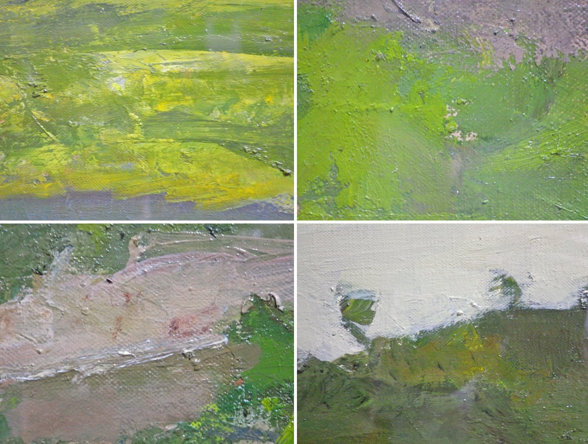 服部正一郎 油彩 風景画 『 切りとおしのみえる風景 』 日本画家 ●