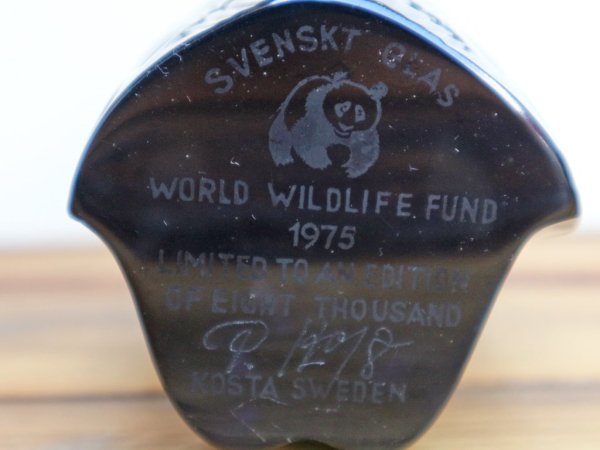 コスタ KOSTA SVENSKT GLAS 1975年 ビンテージ ハヤブサ ガラス オブジェ ポール・ホフ WWF 北欧 スウェーデン ◎