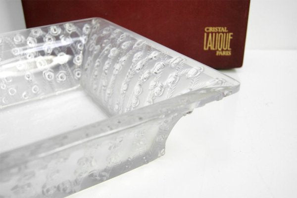 ラリック LALIQUE COUPE ROSES スクエア ボウル square bowl 箱付 参考価格約14万円 ●