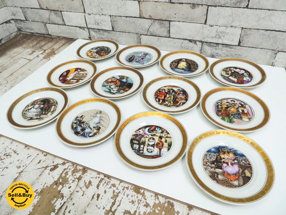 ロイヤルコペンハーゲン Royal Copenhagen アンデルセン童話 プレート12枚組 100周年限定品 デンマーク●