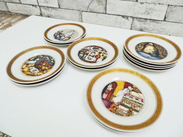 ロイヤルコペンハーゲン Royal Copenhagen アンデルセン童話 プレート12枚組 100周年限定品 デンマーク●
