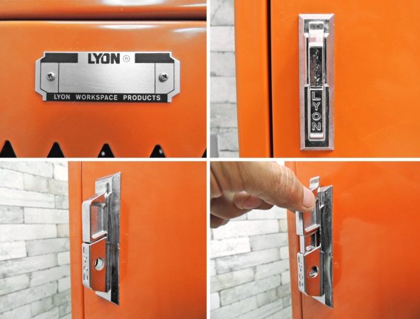 リオン LYON スチールロッカー 2段 2-TIER LOCKER オレンジ ダイヤカット P.F.S.取扱い インダストリアル ●