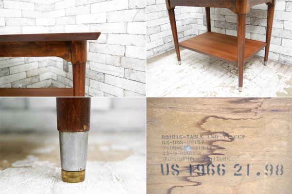 B.P. John Furniture USビンテージ ローテーブル サイドテーブル ミッドセンチュリー 米軍家具 ■
