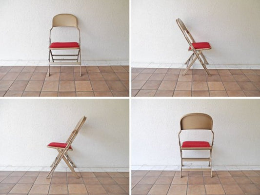 クラリン CLARIN フォールディングチェア 折り畳みチェア Folding chair SANDLER レッド ファブリッククッション仕様 P.F.S.取扱 ◇