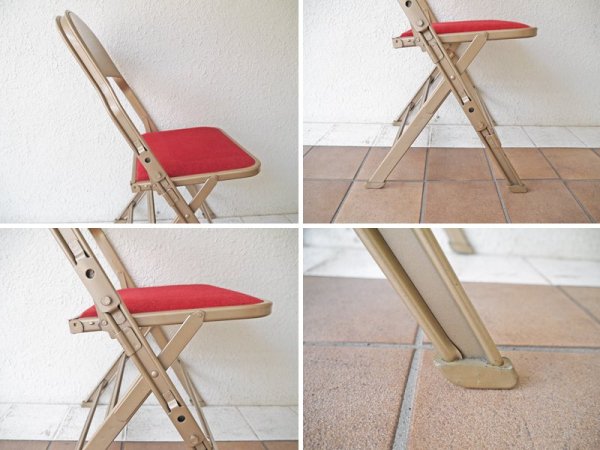 クラリン CLARIN フォールディングチェア 折り畳みチェア Folding chair SANDLER レッド ファブリッククッション仕様 P.F.S.取扱 ◇