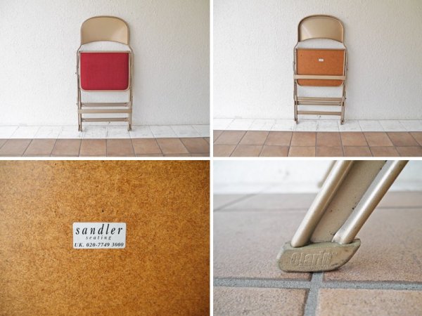 クラリン CLARIN フォールディングチェア 折り畳みチェア Folding chair SANDLER レッド ファブリッククッション仕様 P.F.S.取扱 ◇