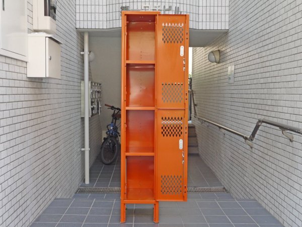 リオン LYON スチールロッカー 2-TIER LOCKER ダイヤカット オレンジ P.F.S パシフィックファニチャーサービス取扱 ■