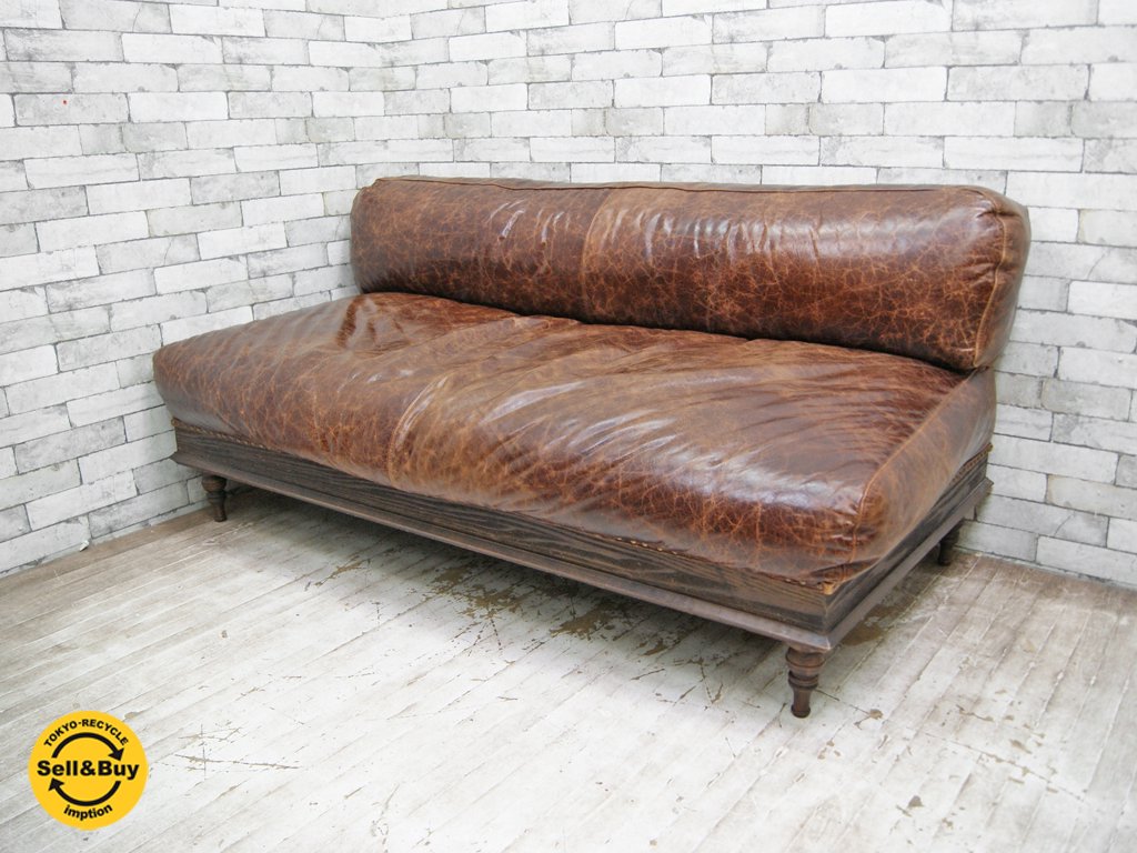 ジャーナルスタンダードファニチャー journal standard Furniture ナンシー NANCY レザーソファ 牛革 フェザークッション W175cm ●