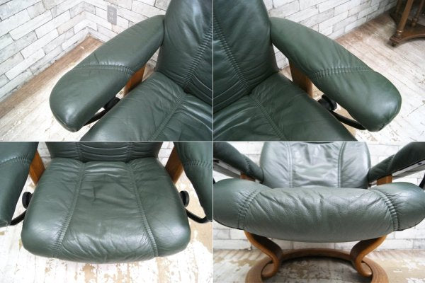 エコーネス EKORNES ディプロマット ストレスレスチェア stressless リクライニングチェア オットマン付き レザー グリーン 北欧 ノルウェー ●