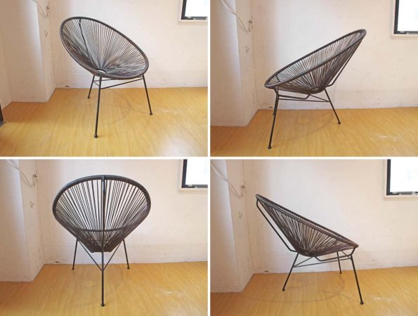 アカプルコ チェア Acapulco chair メキシコ生まれ Mexico リプロダクト スチールフレーム PVCコード Dブラウン ★