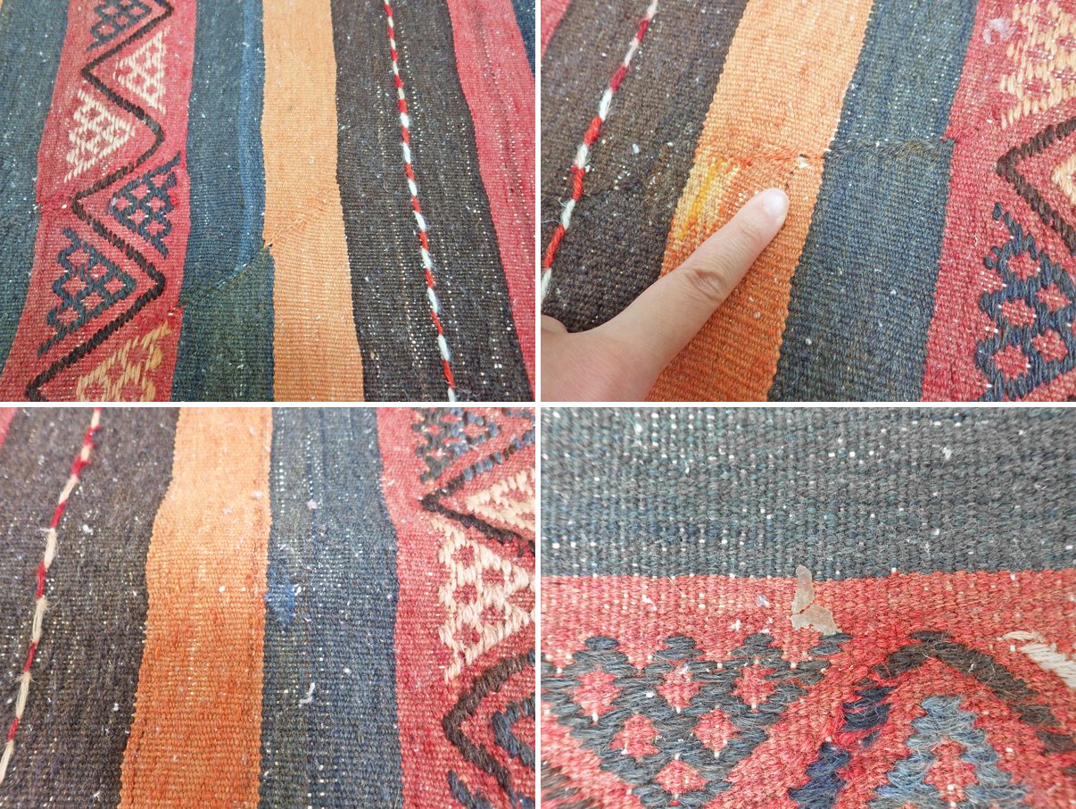 キリム柄 手織り ウール ラグ イラン産 157×170 cm ●